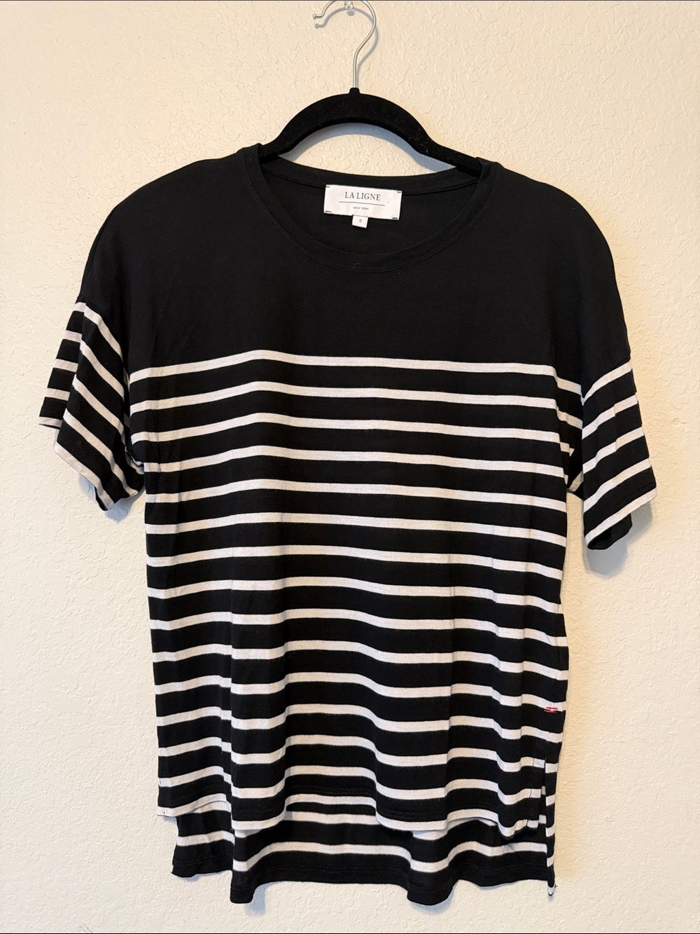 La Ligne Black & White Horizontal Stripe Crew Tee